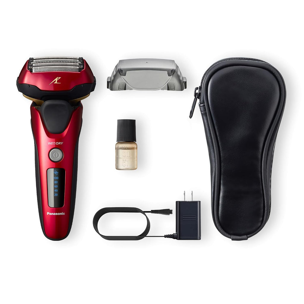 Panasonic ARC5 Electric Razor for Men Face, Wet & Dry Shavers for Men with Foil Shaver, Pop-up Trimmer, Ultra-Fast 5-Blade, Smart Shave Sensor, 16D Flexible Pivoting Head - ES-ALV6HR (Red)
