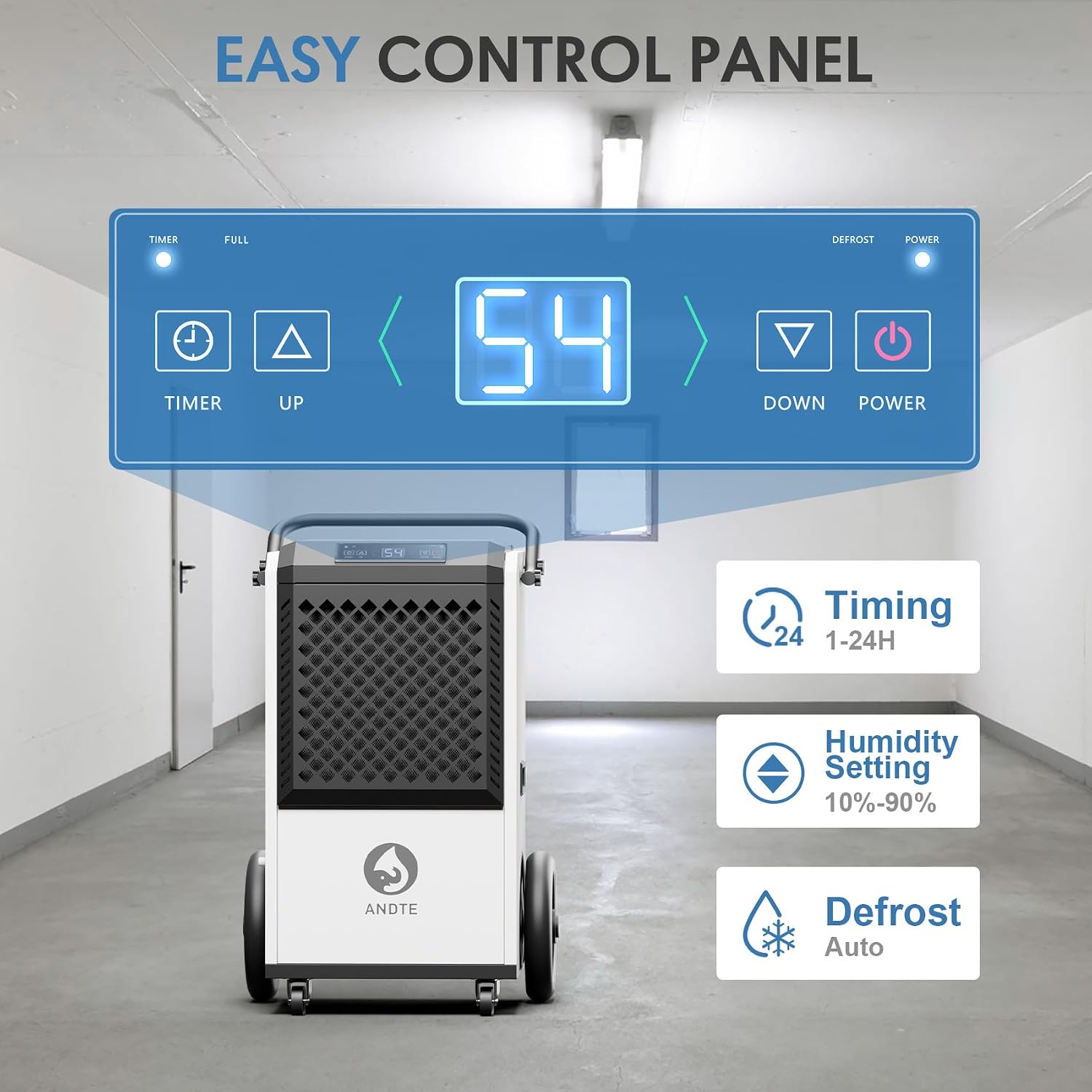 250 Pint Commercial Dehumidifier with Pump 8000sqft Industrial Basements Heavy Duty Commercial-grade Portable Dehumidifiers for Large Spaces,Warehouse Grow Room, Water Damage Restoration