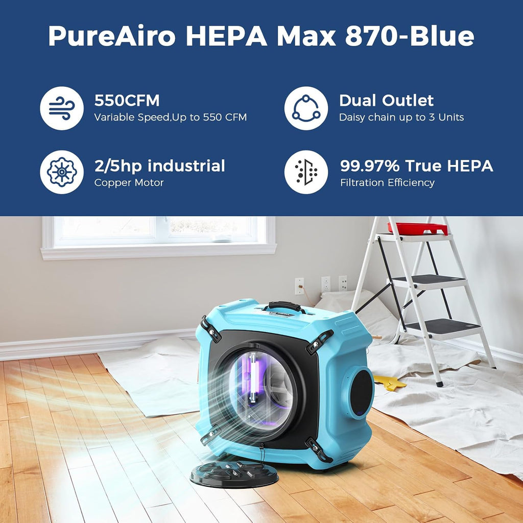 ALORAIR Water Damage Restoration Combo Package 8x Air Mover 2x Air Scrubber 1x Commercial Dehumidifier Ideal for Industrial, Commercial & Home Use - Set 4