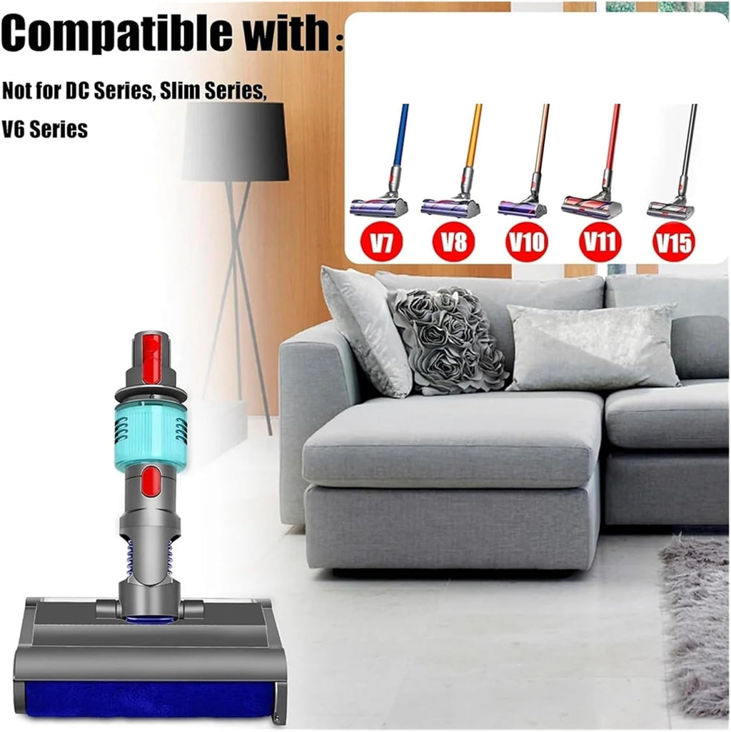 Electric Mop Head Wet and Dry with Washing Brush ，Compatible for Dyson， V7 V8 V10 V11 V15 Green Light Cleans and Dries Hard Floors,Main Brush