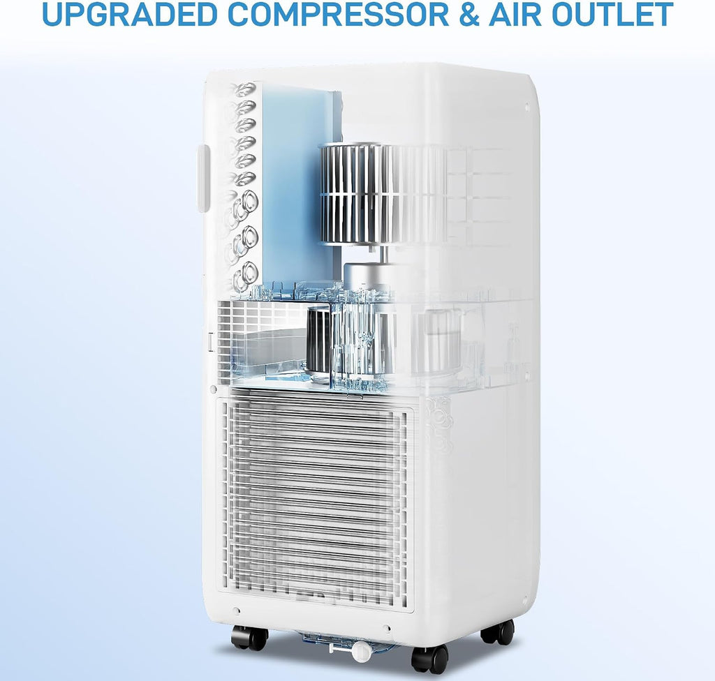 GarveeTech 10000 BTUs ASHRAE Portable Air Conditioner W/Remote Control, Portable AC Unit W/Cooling, Fan, Dehumidifier 3 in-1 Silent Room Ac, 24-Hour Programmable Timer, Cools Up To 450 Sq. Ft.