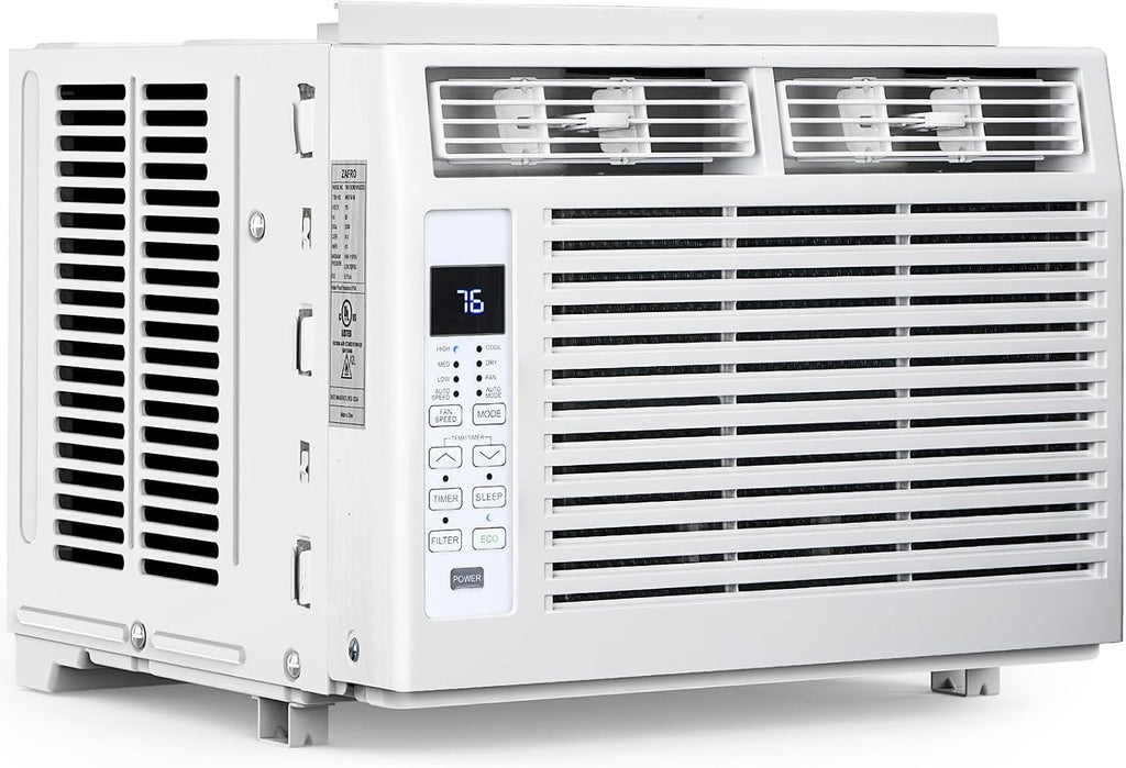 Electactic 6,000 BTU Window Air Conditioner, Window AC Unit with Cooling, Dry Function, 4 Fan Speeds, 24H Timer & Sleep Mode, Cools Up to 250 Sq.ft for Bedroom, Living Room, Office
