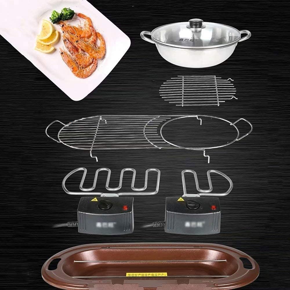 Barbecue Grill Multifunction Electric Grill Electric Grill Indoor Hot Pot Indoor Teppanyaki Grill with Divider Separate Dual Temperature Con tral Capacity
