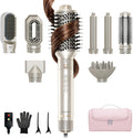 9-in-1 Dual Voltage Hot Air Styler & Hair Dryer Brush (100-240V) with Straightener & Curler Attachments, 110,000 RPM Ionic Fast Drying for Frizz-Free Styling, Gifts for Mom Women
