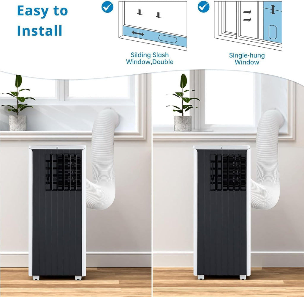 Portable Air Conditioner, 8,000 BTU Cools up to 350 Sq. Ft., LED Touch Panel, with Remote Contro, Built-in Dehumidifier, Fan, 3 in 1 Compact Indoor Quite AC Unit for Home Office Dorm RV, Black
