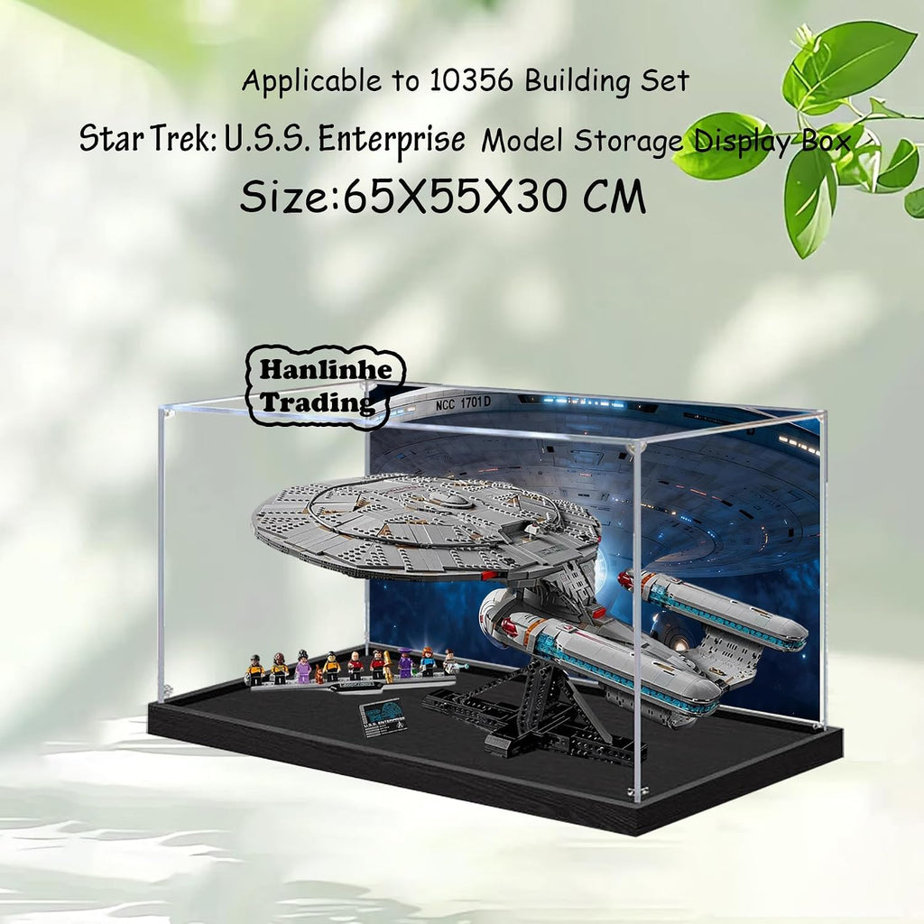 Acrylic Display Case for Lego 10356 Star Trek: Federation Starship Building Set– Dustproof Display Box & Showcase, Display Box Compatible with Lego 10356-Only Display case (Back Spray 3)