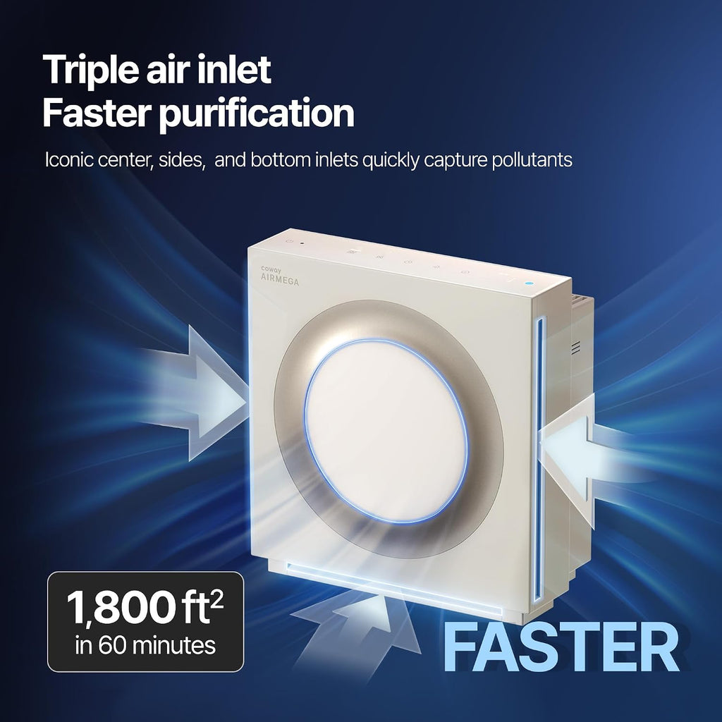 COWAY Airmega Mighty2 Air Purifier, Next Gen of AP-1512HH, for Large Room & Home Cleans up to 1,800 ft², IEST certified HEPA and Active Carbon for Allergies, Smoke, Dust, Pets & Mold, AP-1512N(BG)