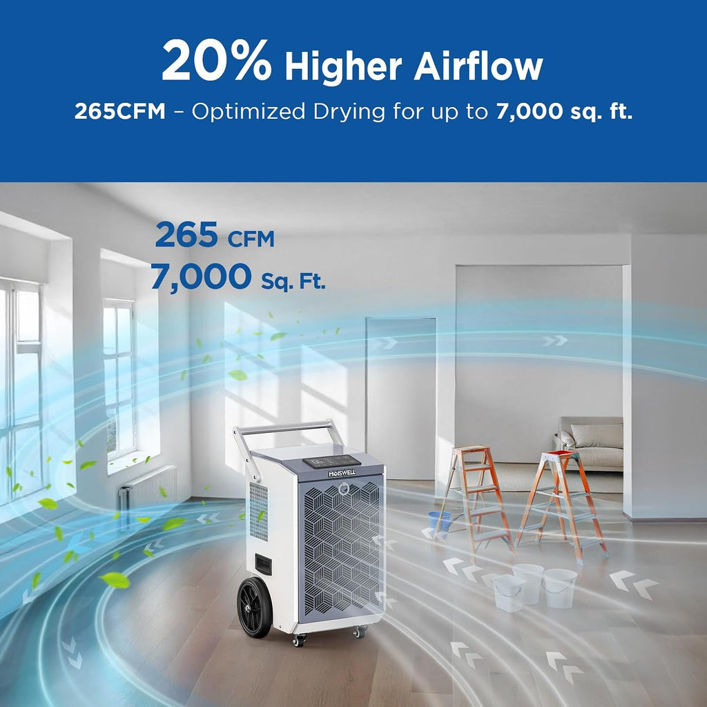 160 Pints Commercial Dehumidifier with Pump and Drain Hose for Basements, Heavy Duty Commercial Grade Dehumidifiers for Large Spaces, Warehouse, Industry Water Damage Unit, Auto Defrost