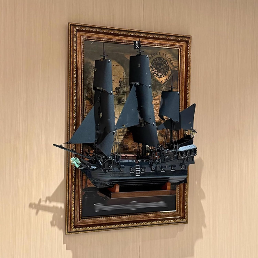 Display Frame with Spotlight for Lego 10365 Black Pearl ,Wall-Mounted Print Frame Custom Fit for 10365 Model - for Wall Display Collections,23.6 x 35.4 inches (Model not Included)