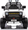 12V Ride On Car for Kids Electric Vehicle Toddlers Battery Powered Truck Car Toy with Remote Control, 4-Wheel Suspension, Battery Display, LED Lights, Music, for Boys Girls, White