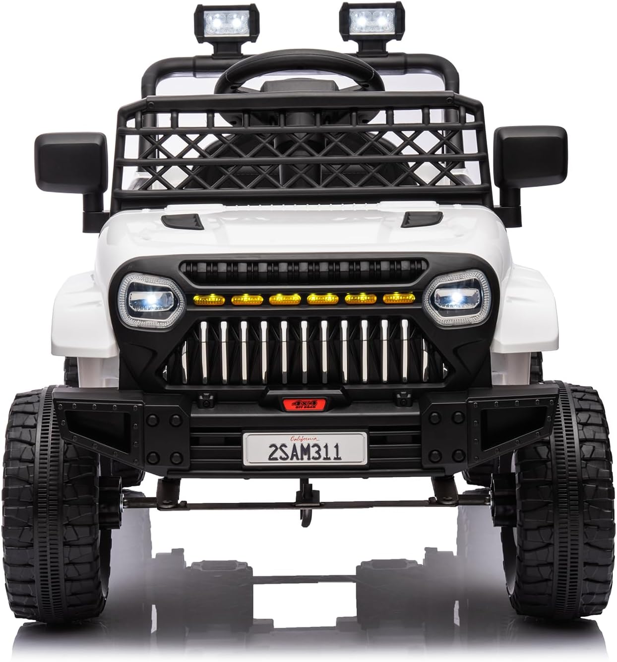 12V Ride On Car for Kids Electric Vehicle Toddlers Battery Powered Truck Car Toy with Remote Control, 4-Wheel Suspension, Battery Display, LED Lights, Music, for Boys Girls, White