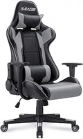 Homall Gaming Chair, Office Chair High Back Computer Chair Leather Desk Chair Racing Executive Ergonomic Adjustable Swivel Task Chair with Headrest and Lumbar Support (Grey)