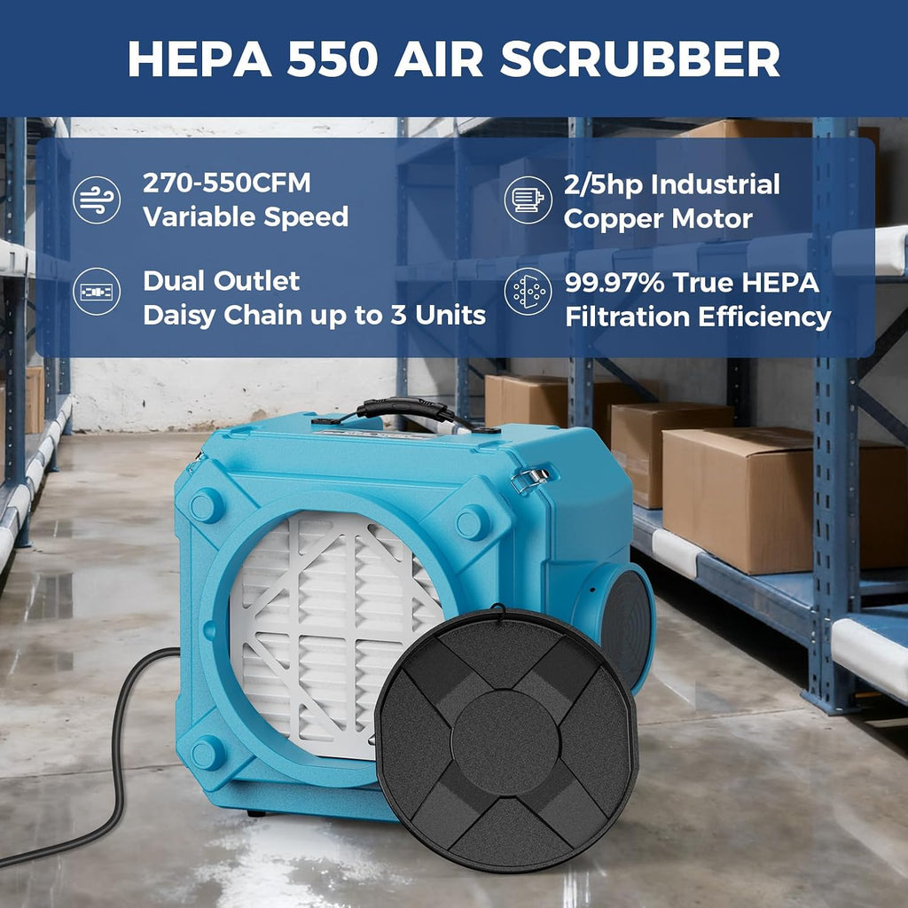 ALORAIR Water Damage Restoration Combo Package 8x Air Mover 2x Air Scrubber 1x Commercial Dehumidifier Ideal for Industrial, Commercial & Home Use-Set 3