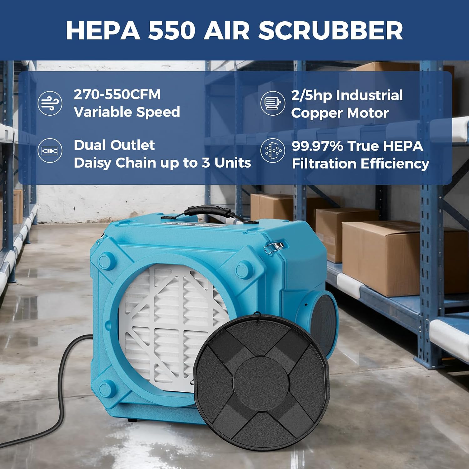 ALORAIR Water Damage Restoration Combo Package 8x Air Mover 2x Air Scrubber 1x Commercial Dehumidifier Ideal for Industrial, Commercial & Home Use-Set 3