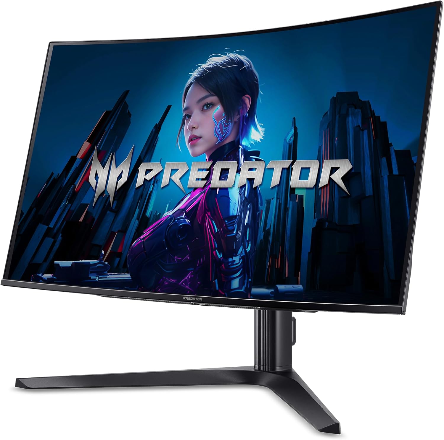 acer Predator X32 | 31.5' UHD 3840 x 2160 Quantum Dot OLED 1700R Curved Gaming Monitor | AMD FreeSync Premium | 240Hz | 0.03ms | 1000nits @ HDR 3% | DCI-P3 99% | USB Type-C, 2 x DP 1.4 & 2 x HDMI 2.1