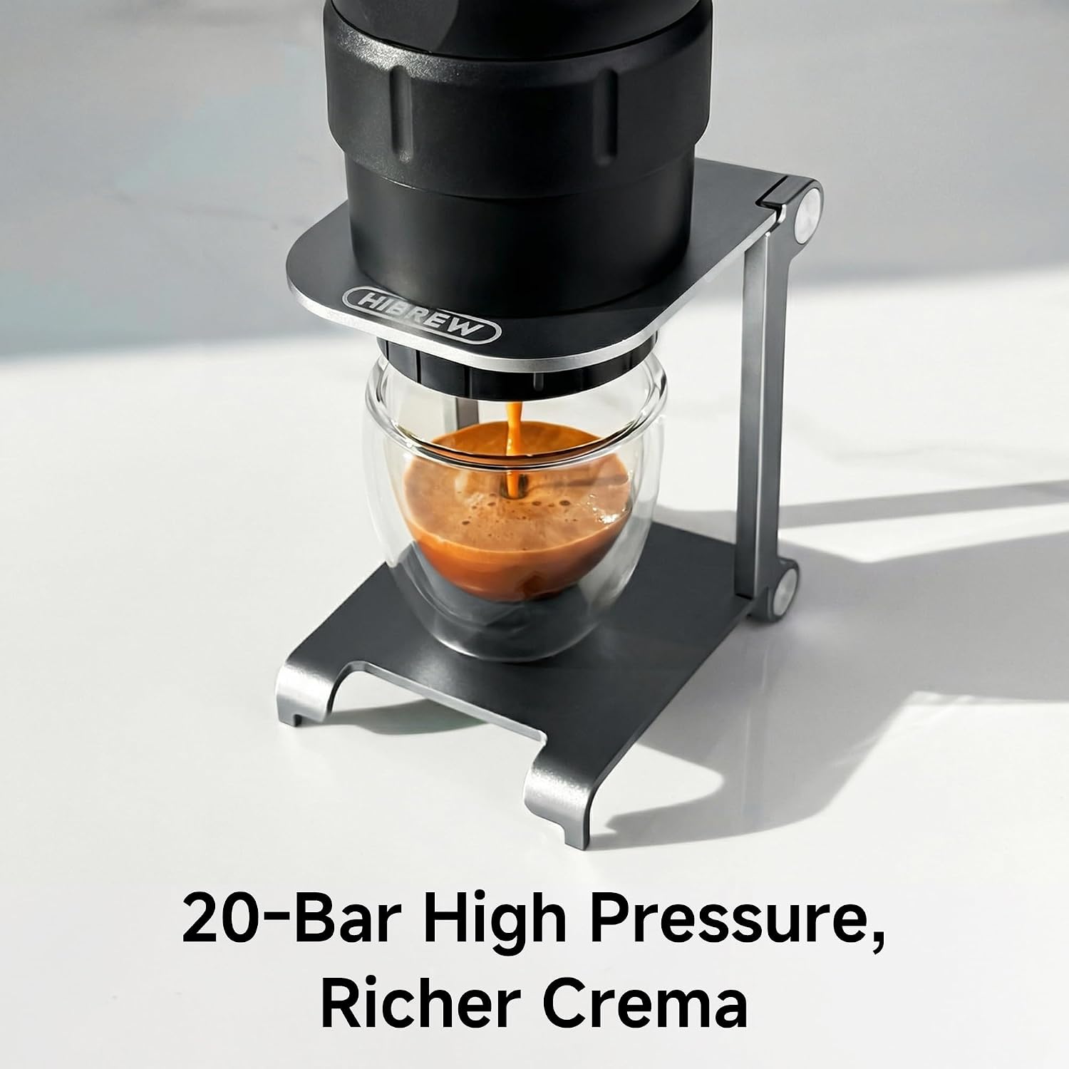 HIBREW H4C Explorer - Portable Electric Espresso Machine, USB-C Rechargeable Coffee Machine for Camping and Travel, Compact for Capsules & Ground Coffee, with Foldable Holder & Carrying Case (Black)
