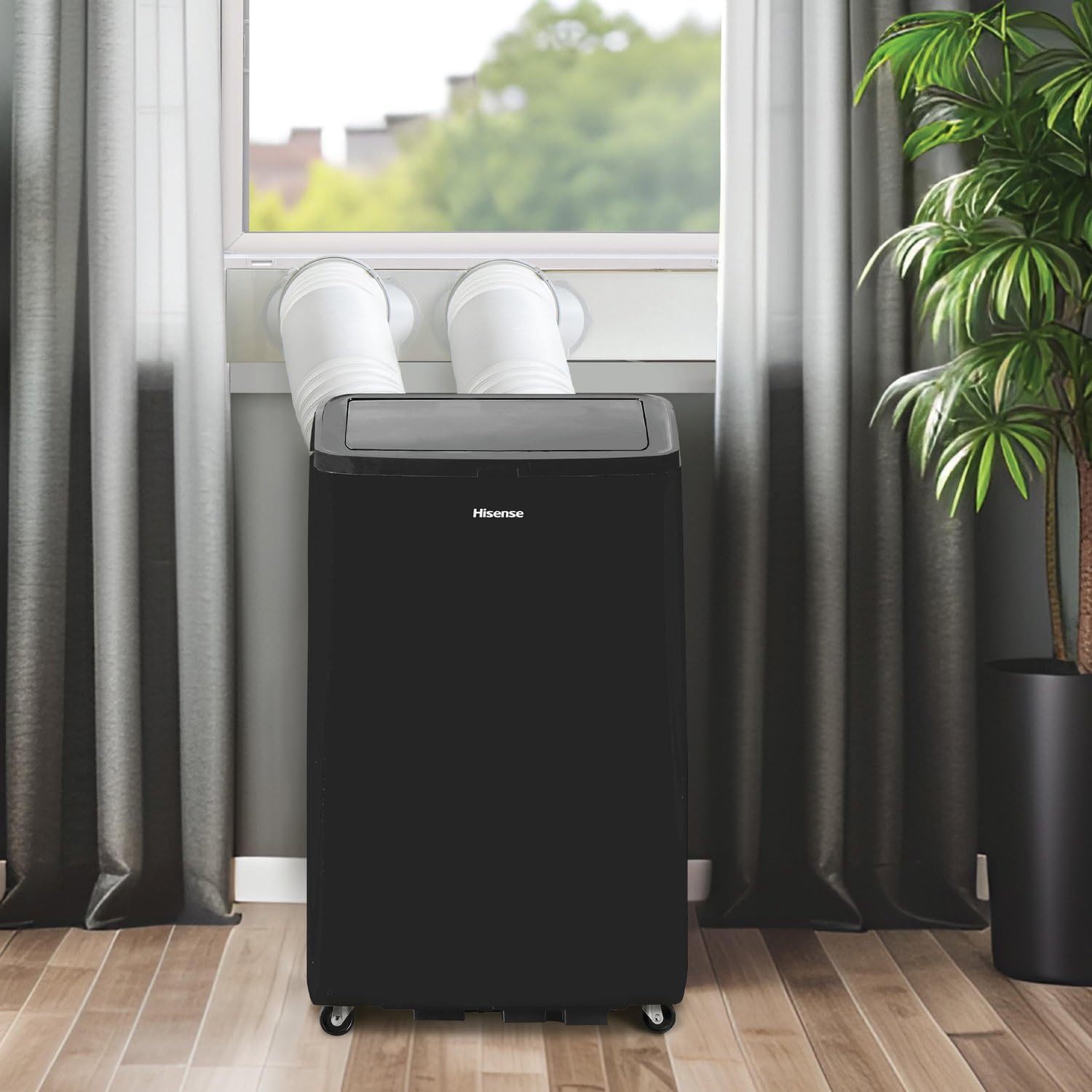 Hisense 10,000 BTU Smart Portable Inverter Air Conditioner with Quiet, High Efficiency Operation and Wi-fi Controls, AC Unit for Apartment, Living Room, Medium Rooms up to 450 Square Feet in Black