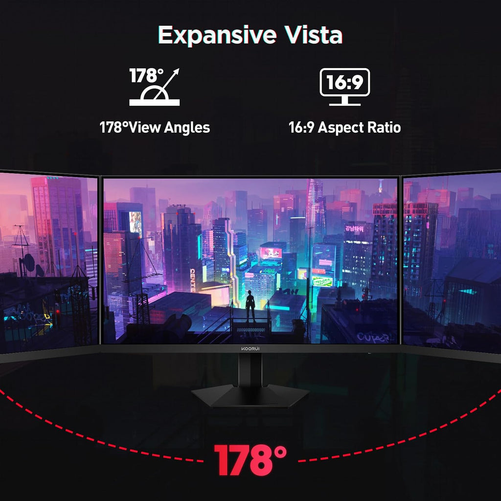 KOORUI 27' Gaming Monitor, 200Hz 1ms Fast IPS, WQHD (2560 x 1440p) HDR 400 Display, DCI-P3 95% Color Gamut, FreeSync Premium, Adaptive G-Sync, HDMI x 2, DisplayPort, G2721P