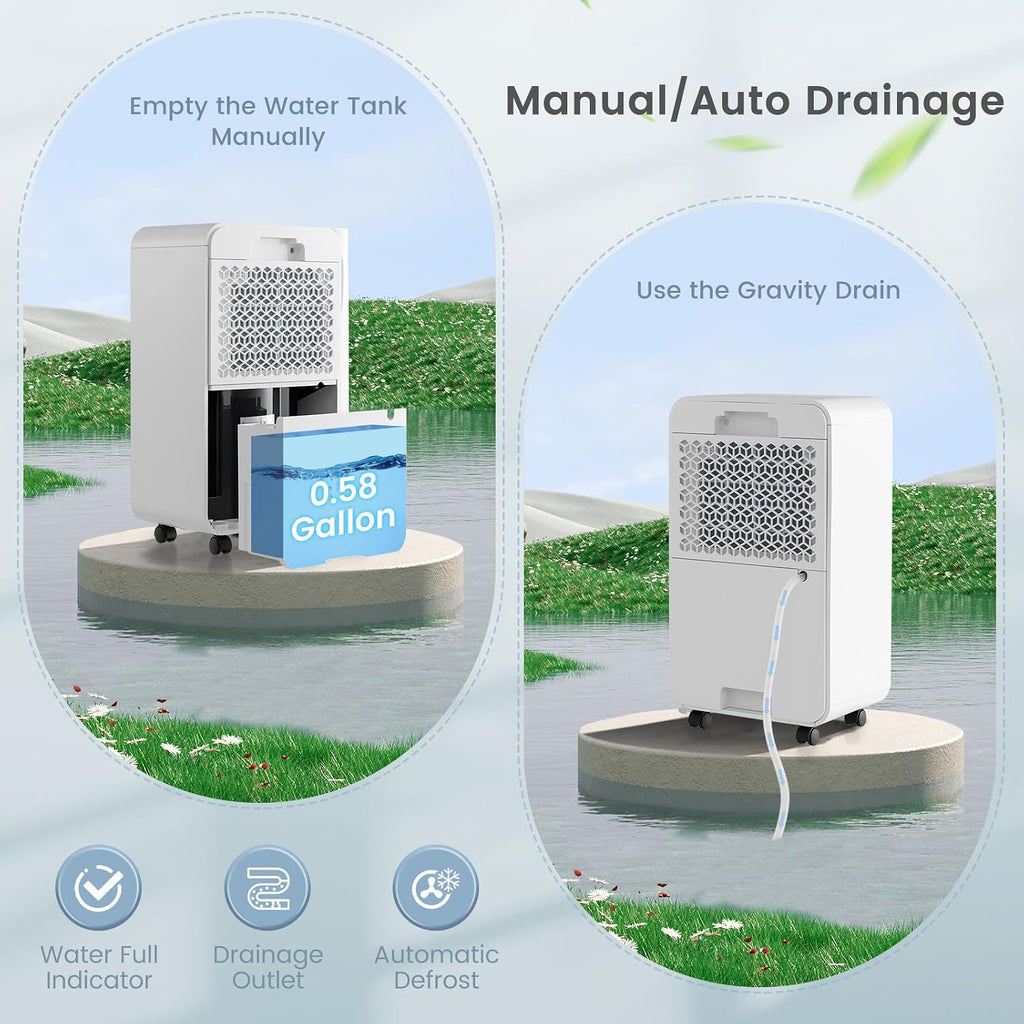 PETSITE 2500 Sq. Ft Dehumidifiers for Home, 32 Pint Dehumidifiers with 3 Modes and 2 Speeds, Auto Defrost, Portable Air Dehumidifier with Child Lock, 24H Timer, Wheels for Bedroom, Basement, Bathroom