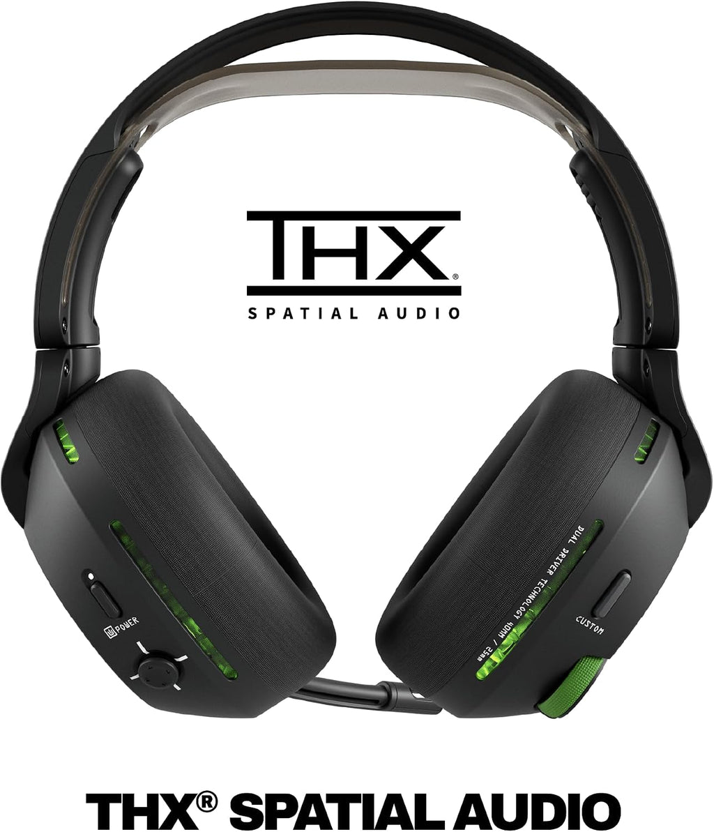 Skullcandy Crusher PLYR 720 Wireless Gaming Headset, Ultimate Immersion and Comfort, THX Spatial Audio, Multi-Sensory Bass, Removable Mic, Xbox, PC, PlayStation, Wireless Transmitter - Digi-Black Xbox