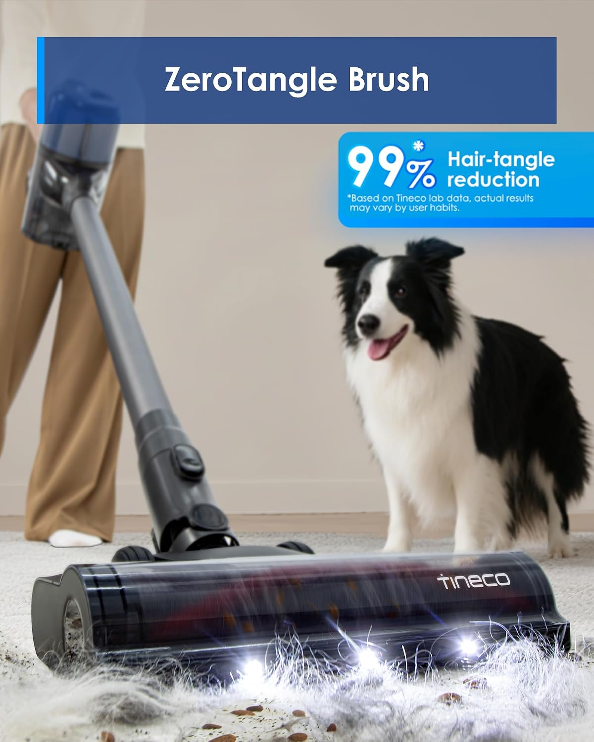 Tineco Pure ONE S30 Cordless Vacuum Cleaner, 150AW Powerful Suction, Zero Tangle Brush, Up to 65min Runtime, Stick Vacuum Cleaner for Pet Hair, Carpet & Hard Floor