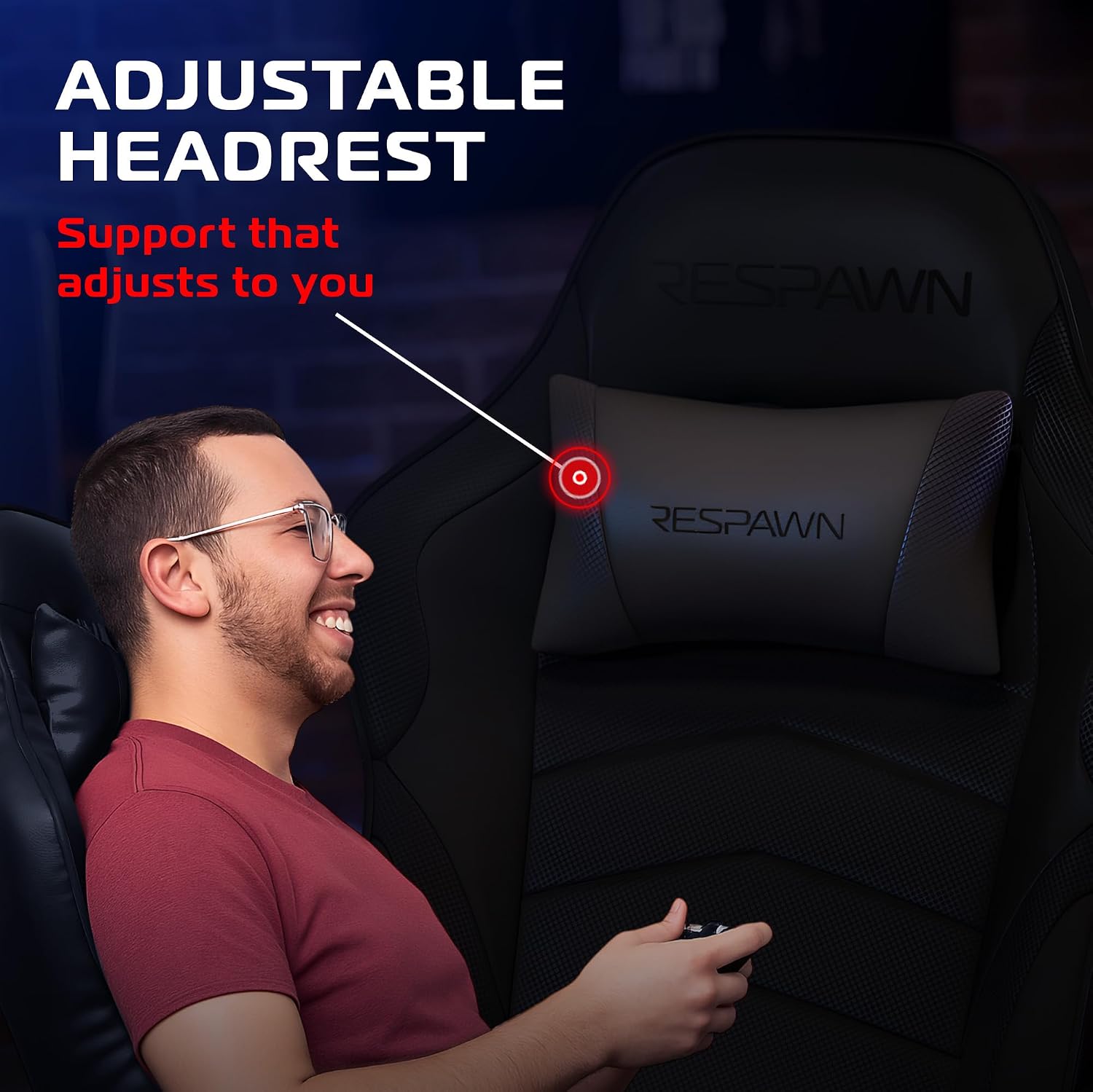 Respawn 900 Console Gaming Recliner with Footrest and Lumbar Support - Comfortable Ergonomic Gaming Chair with Headrest, No Wheels, Reclining, Heavy Duty, Racing Style Video Game Chairs - Black