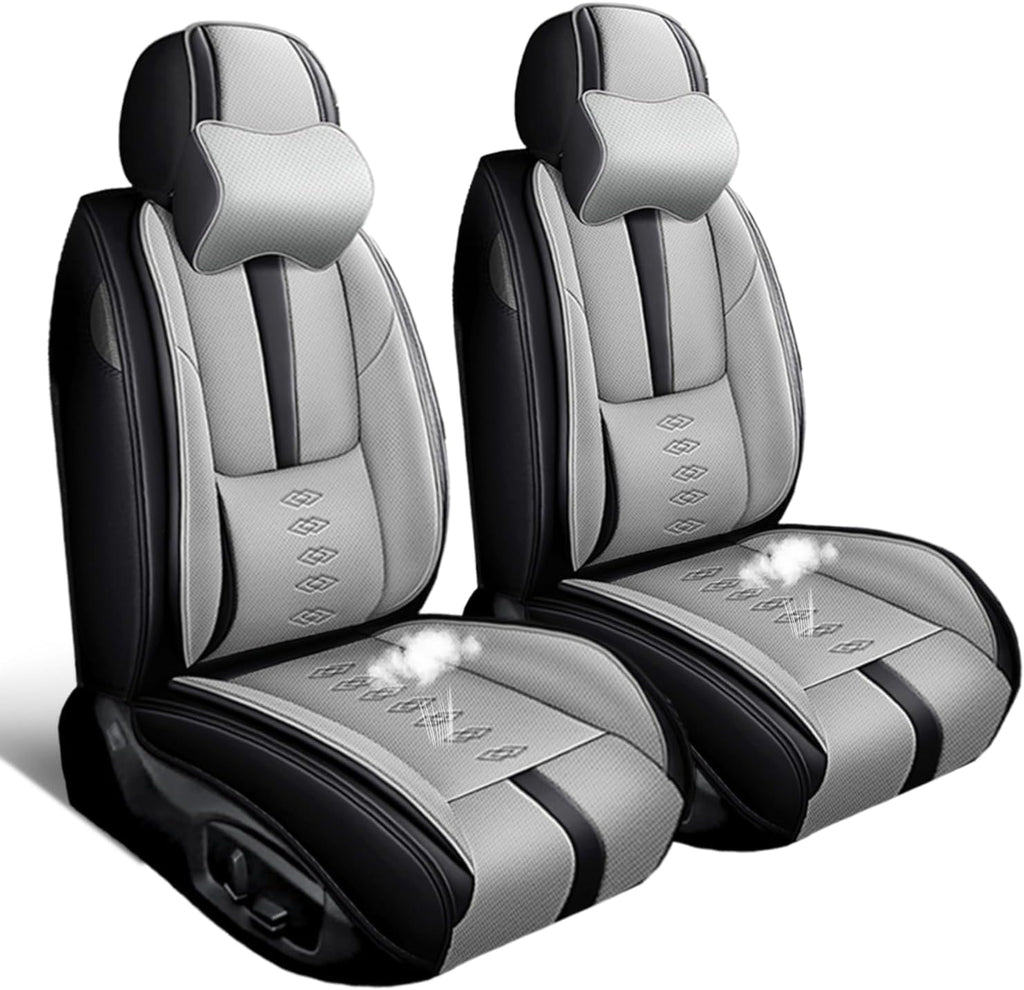 Car Seat Covers 2 Seats Fit for Mazda CX-30 2020-2024 2025,Waterproof Leather Seat Covers,Airbag Compatible,Car Seat Protectors Interior Sets(2PCS with Pillows,Black&Grey)
