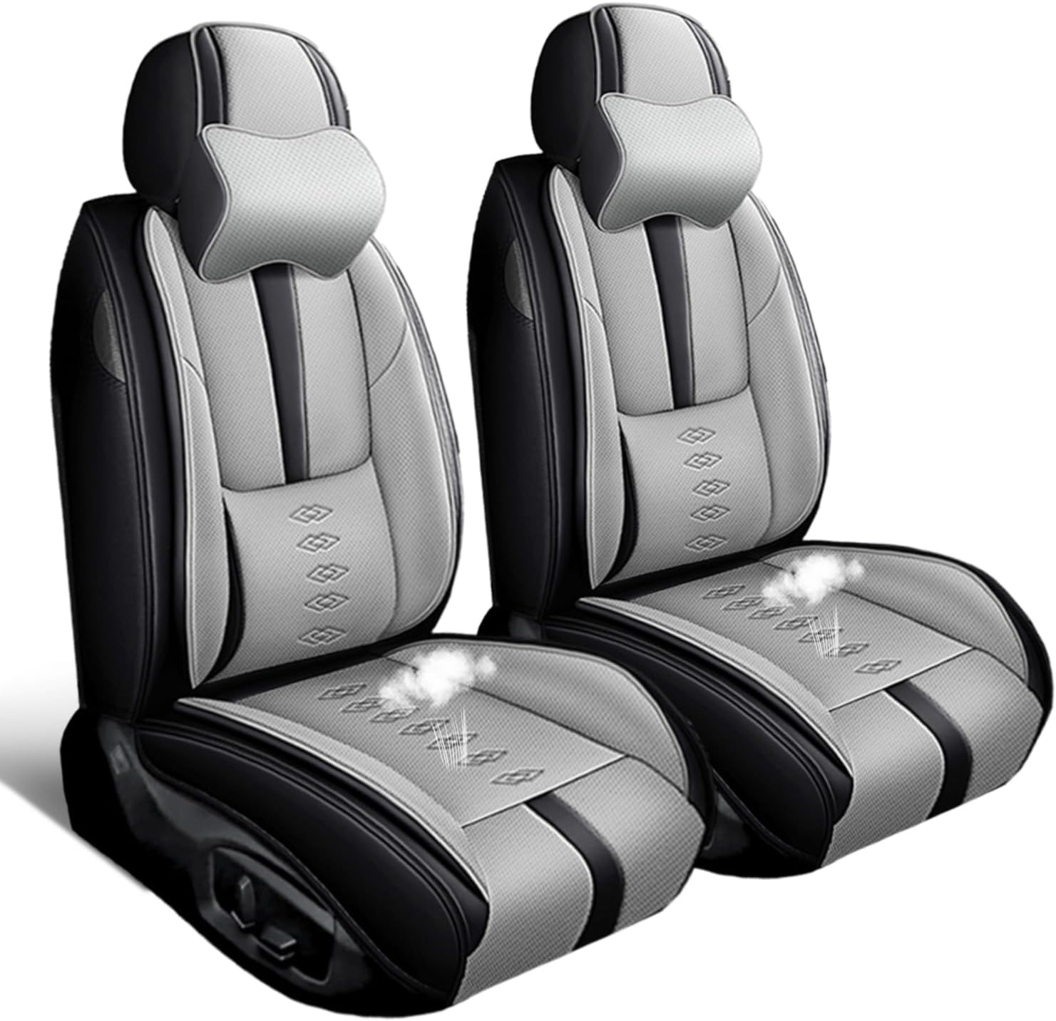 Car Seat Covers 2 Seats Fit for Mazda CX-30 2020-2024 2025,Waterproof Leather Seat Covers,Airbag Compatible,Car Seat Protectors Interior Sets(2PCS with Pillows,Black&Grey)