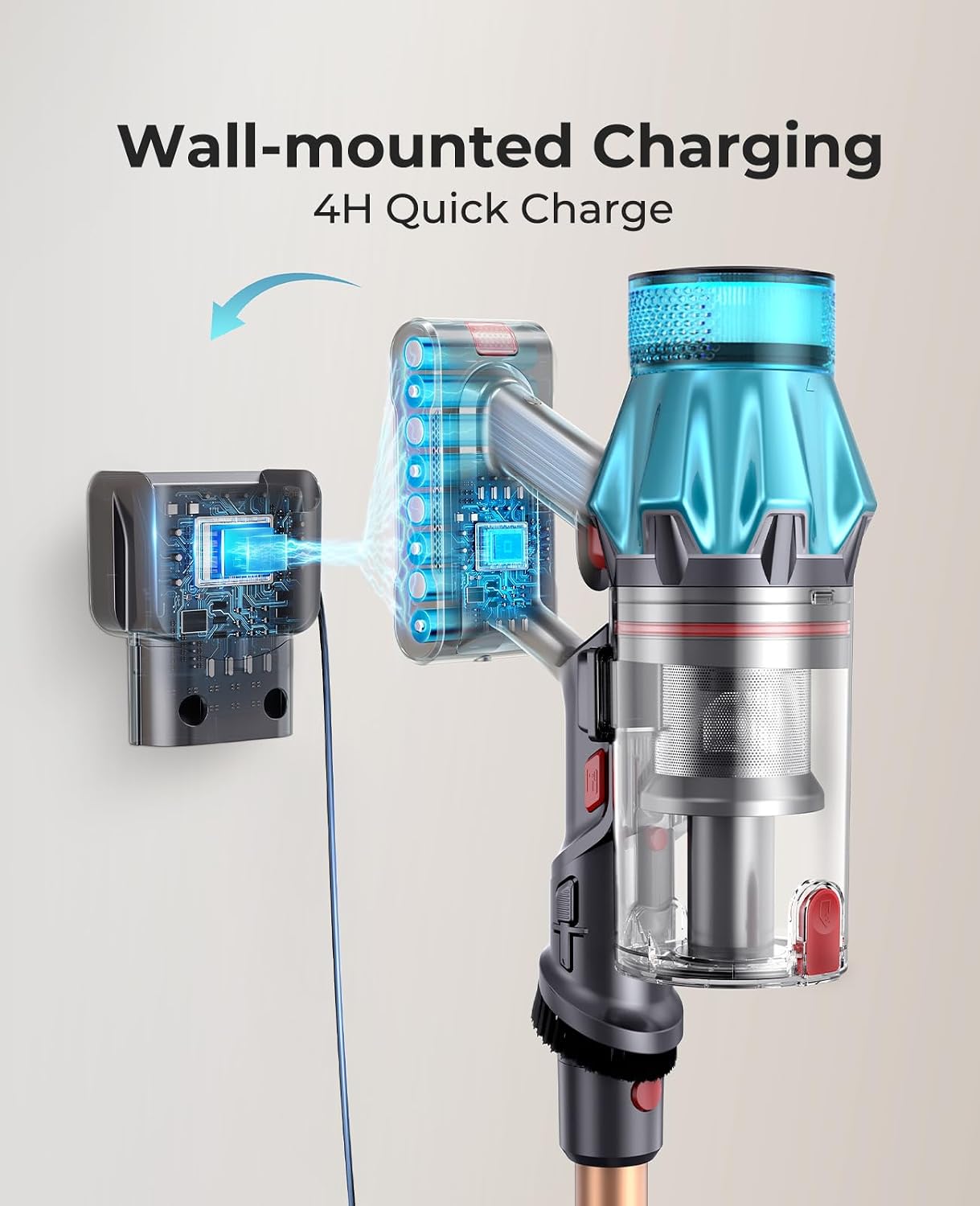 Cordless Vacuum Cleaner 600W/50Kpa, Stick Vacuum Cleaners 65 Mins Max Runtime with Charging Dock, Self-Standing Handheld Vacuum with Touch Display, 6-in-1 Vacuum Cleaner for Carpet/Hard Floor/Pet Hair