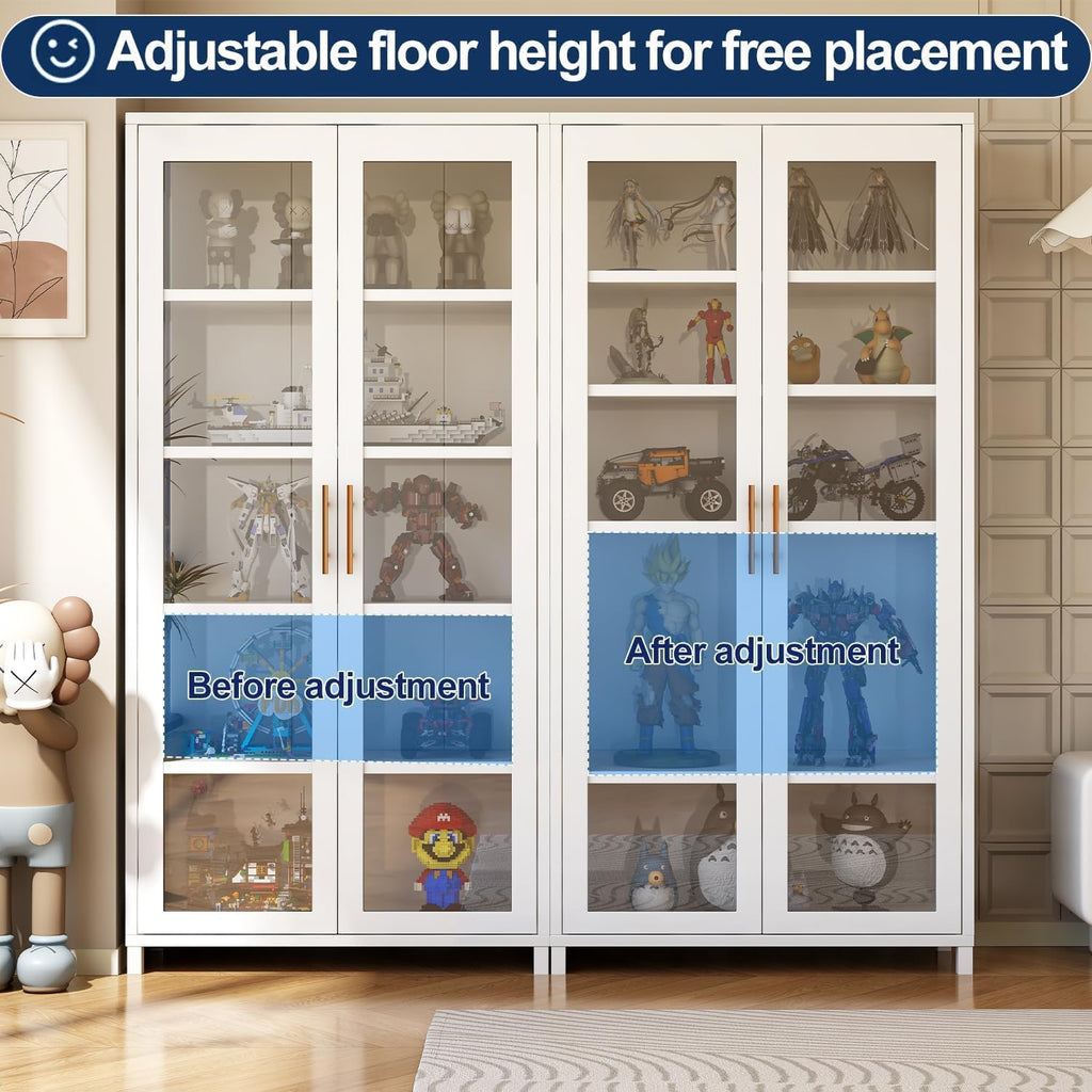 5-Tier Curio Display, Display Cabinet with Glass Door, Collectibles Toy Organizers Rack & Display Case, Bookcase for Bedroom, Office, Toddler's Room