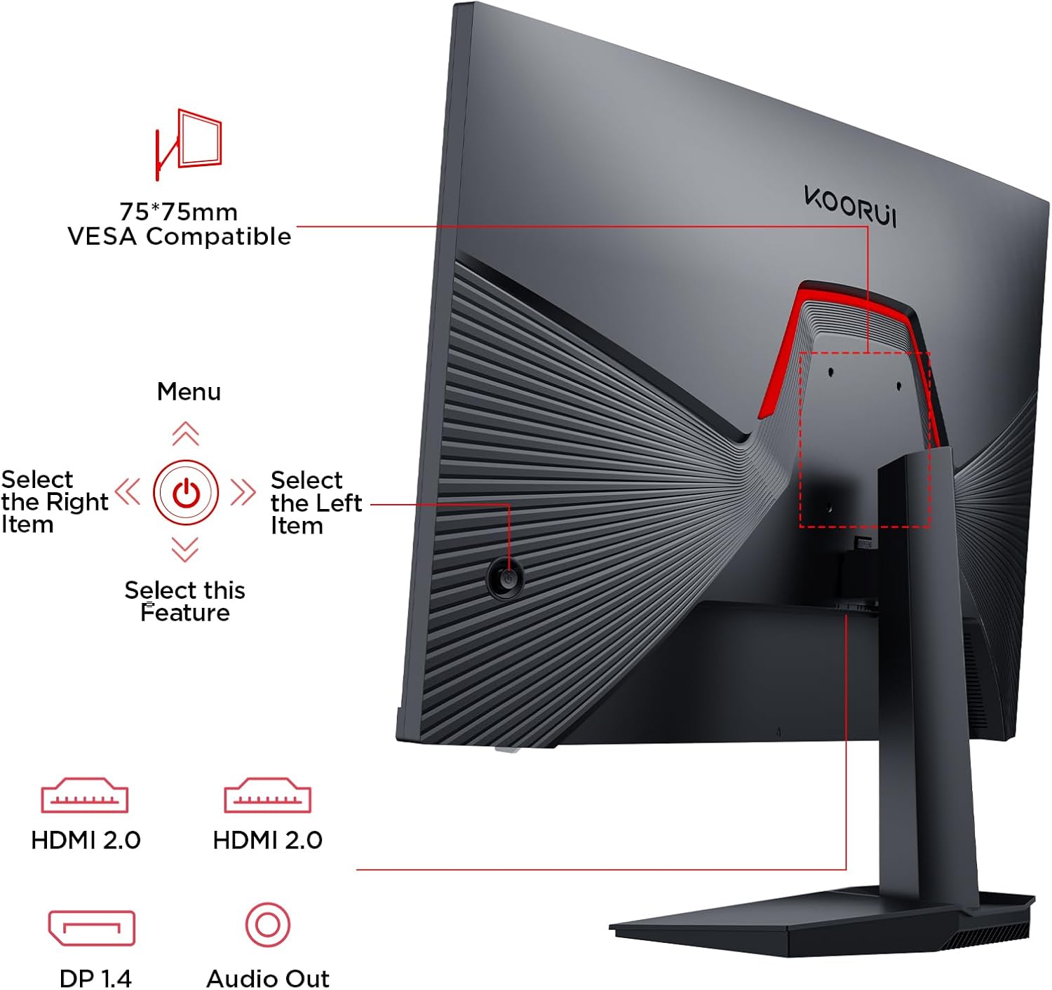 KOORUI 24' Gaming Monitor, 240Hz 1ms Response, FHD HDR400 Display, 90% DCI-P3 Color Gamut, Adaptive Sync, Ultra Slim Frame, VESA Mountable, HDMI 2.0, DP 1.4
