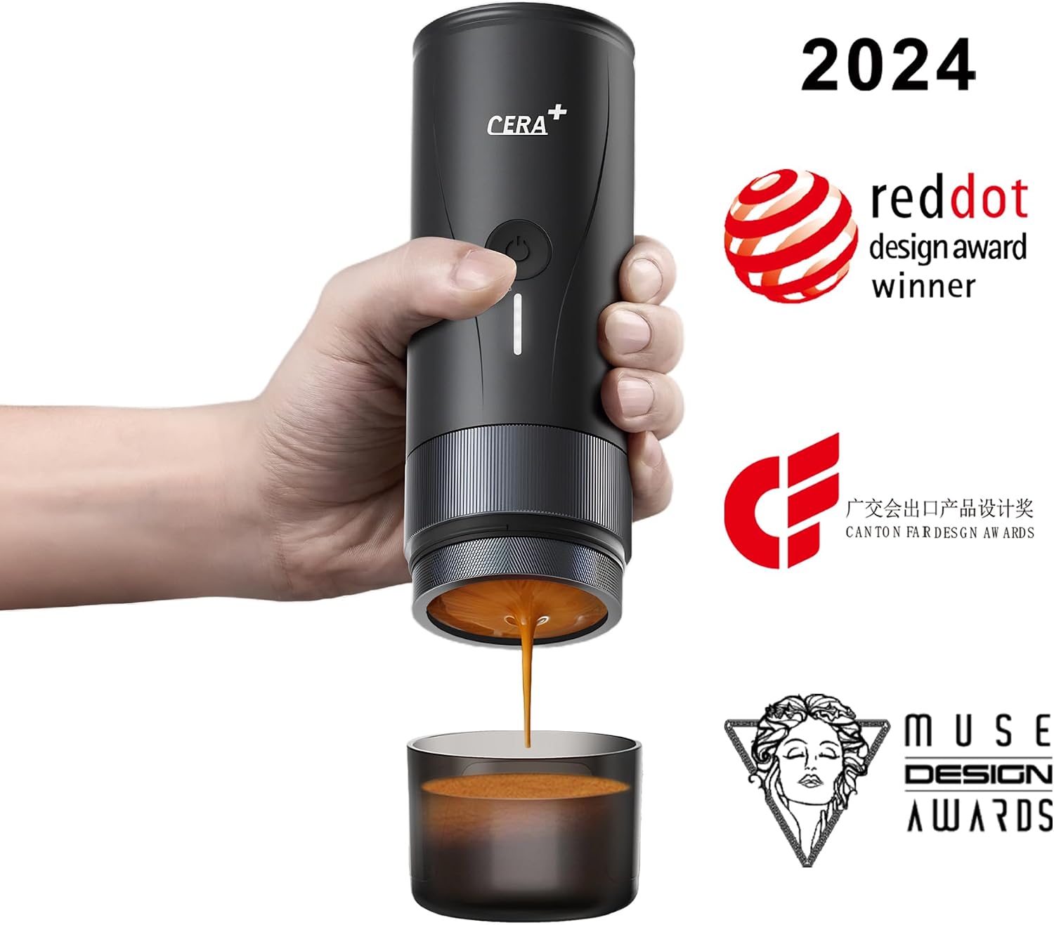 CERA+ Portable Espresso Maker Pro Version Self-Heating Professional-Level Mini Coffee Machine Compatiable with Ultra-Fine Grind For Travel,Camping,Hiking