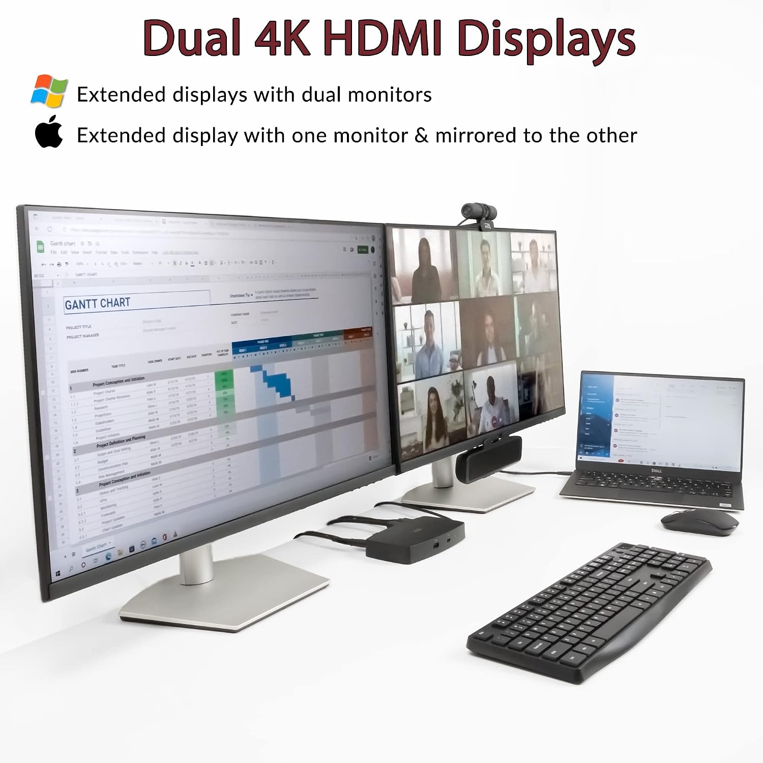 Cyber Acoustics Laptop Docking Station (DS-1000) – USB-C with Dual 4K HDMI Displays, Six USB Ports, Ethernet Port, Power for Laptop, TAA Compliant