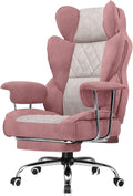 GTPLAYER Gaming Chair,Office Chair with Pocket Spring Lumbar Support, Ergonomic Comfortable Wide Office Desk Computer Chair with Outward Fixed Soft Armrests and Footrest (Fabric, Pink)