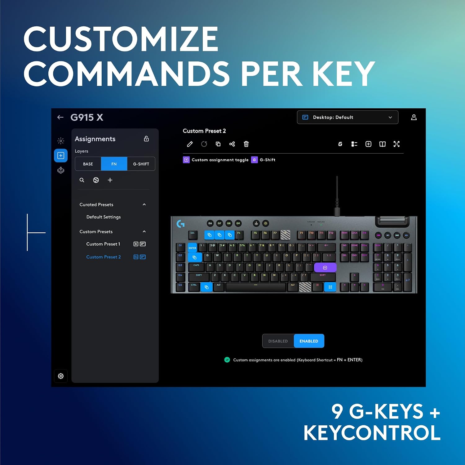 Logitech G915 X Low-Profile Wired Mechanical Gaming Keyboard, Double-Shot PBT Keycaps, Fully Programmable Keys, RGB Lighting, Aluminum Finish, GL Red Linear Switches - PC/Mac