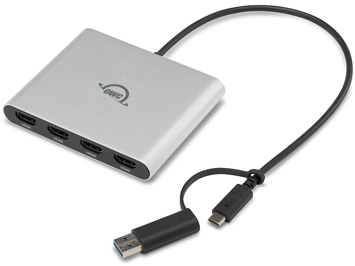 OWC USB-C Quad HDMI 4K Display Adapter with DisplayLink for Apple Silicon M1/M2/M3/M4 or Any Mac or PC with USB-C or Thunderbolt