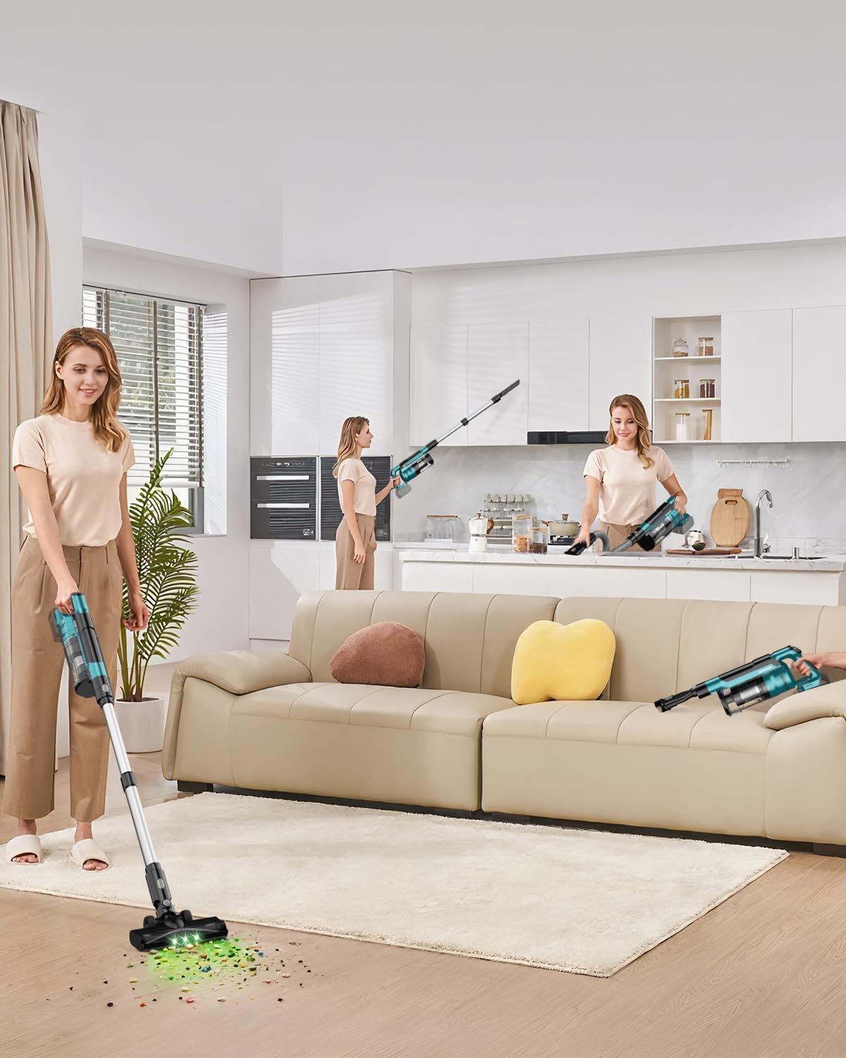 Cordless Vacuum Cleaner for Makita Battery, 7-in-1 Lightweight Stick Vacuum with HEPA Filter, 35KPA Suction, 350W Brushless Motor, 3 Modes for Carpet, Floor, Car (Battery Not Included)