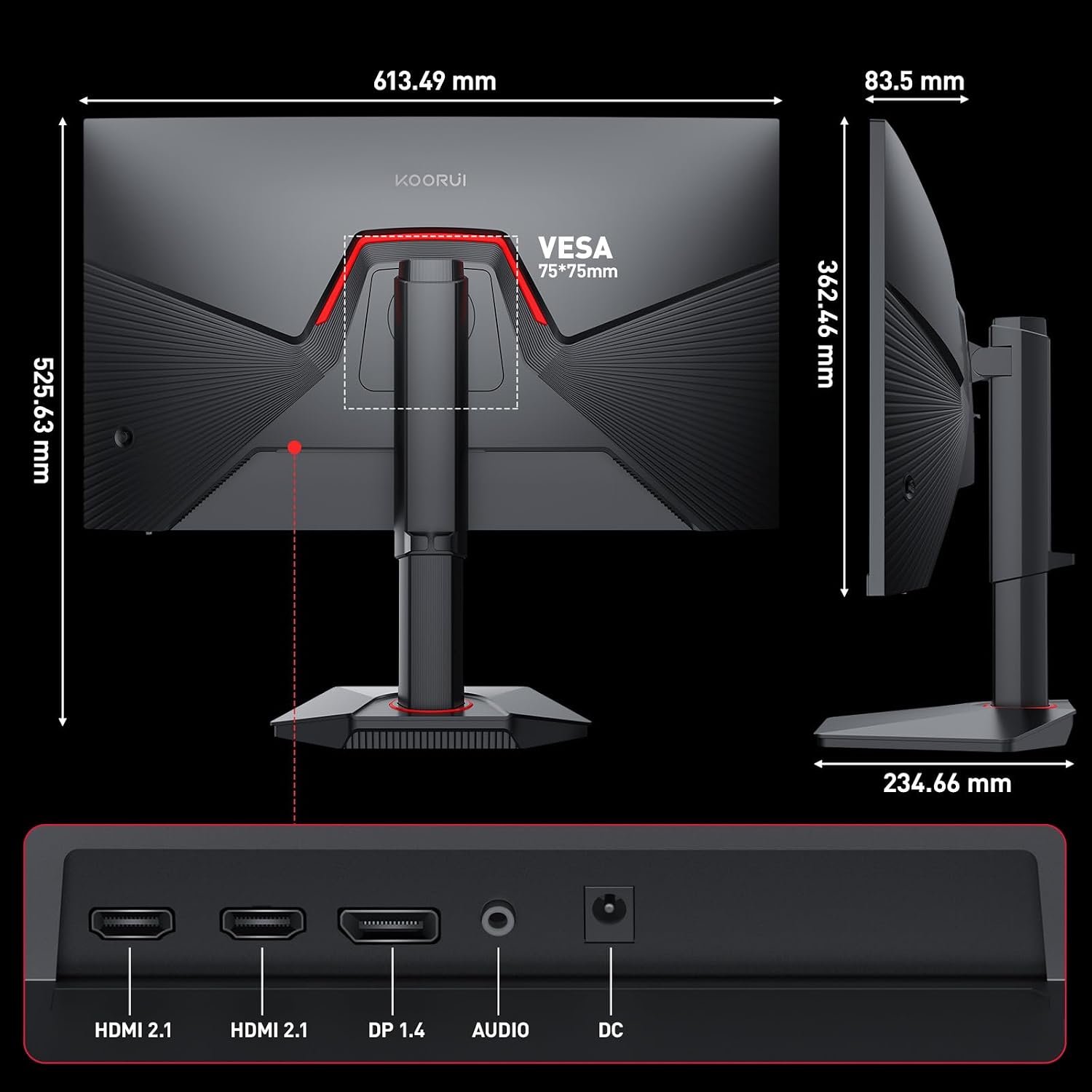 KOORUI 27' 4K Gaming Monitor - Dual Mode UHD 160Hz or FHD 320Hz, Fast IPS 1ms, FreeSync Premium & G-SYNC Compatible, HDMI 2.1/DP 1.4, HDR400, Height/Pivot/Tilt Adjustable, PC & Console Ready, G2741L