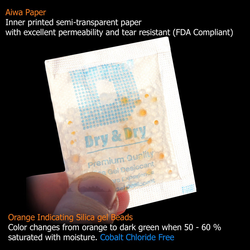 Dry & Dry 20 Gram [800 Packets] Orange Indicating Silica Gel Packets Desiccant - Food Safe Silica Gel Packs, Silica Gel, Desiccant Packs, Moisture Absorbers