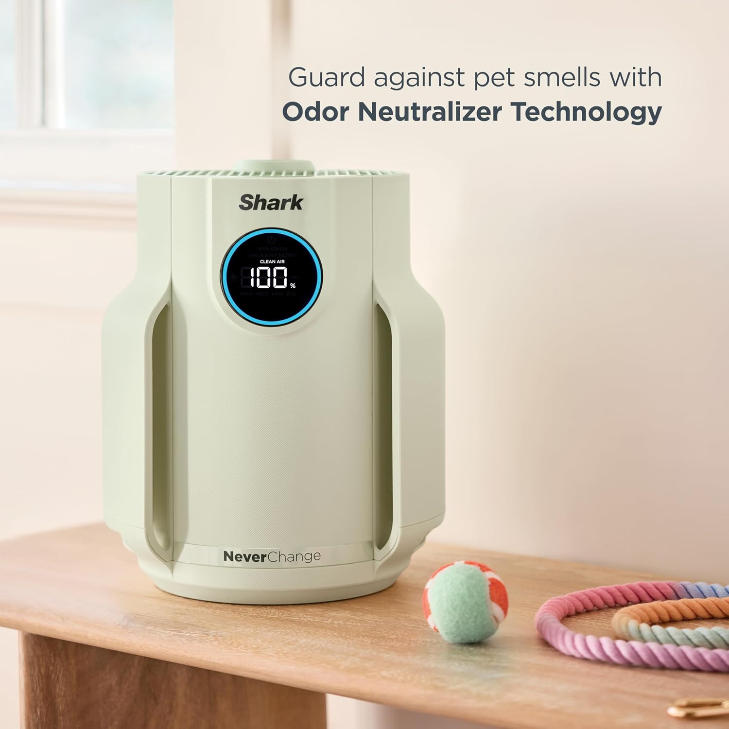Shark Air Purifier for Home, NeverChange Compact Pro, for Bedroom, Nursery, Home Office, Dorm, HEPA-Exceeding Filter, Captures Pollutants, Pet Dander, Dust, Odor, Smoke, and More, HP072GN, Honeydew