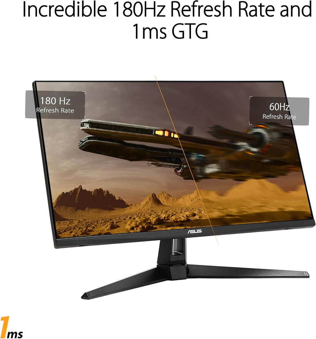 ASUS TUF Gaming 27' 1440P HDR Monitor (VG27AQ3A) – QHD (2560 x 1440), 180Hz, 1ms, Fast IPS, 130% sRGB, Extreme Low Motion Blur Sync, Speakers, Freesync Premium, G-SYNC Compatible, HDMI, DisplayPort