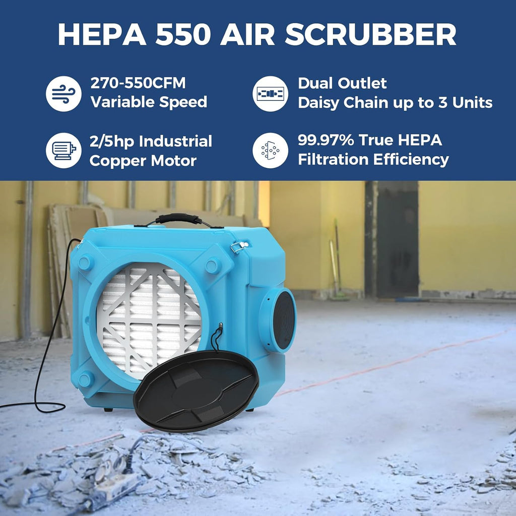 ALORAIR Water Damage Restoration Combo Package 8x Air Mover 2x Air Scrubber 1x Commercial Dehumidifier Ideal for Industrial, Commercial & Home Use - Set 1