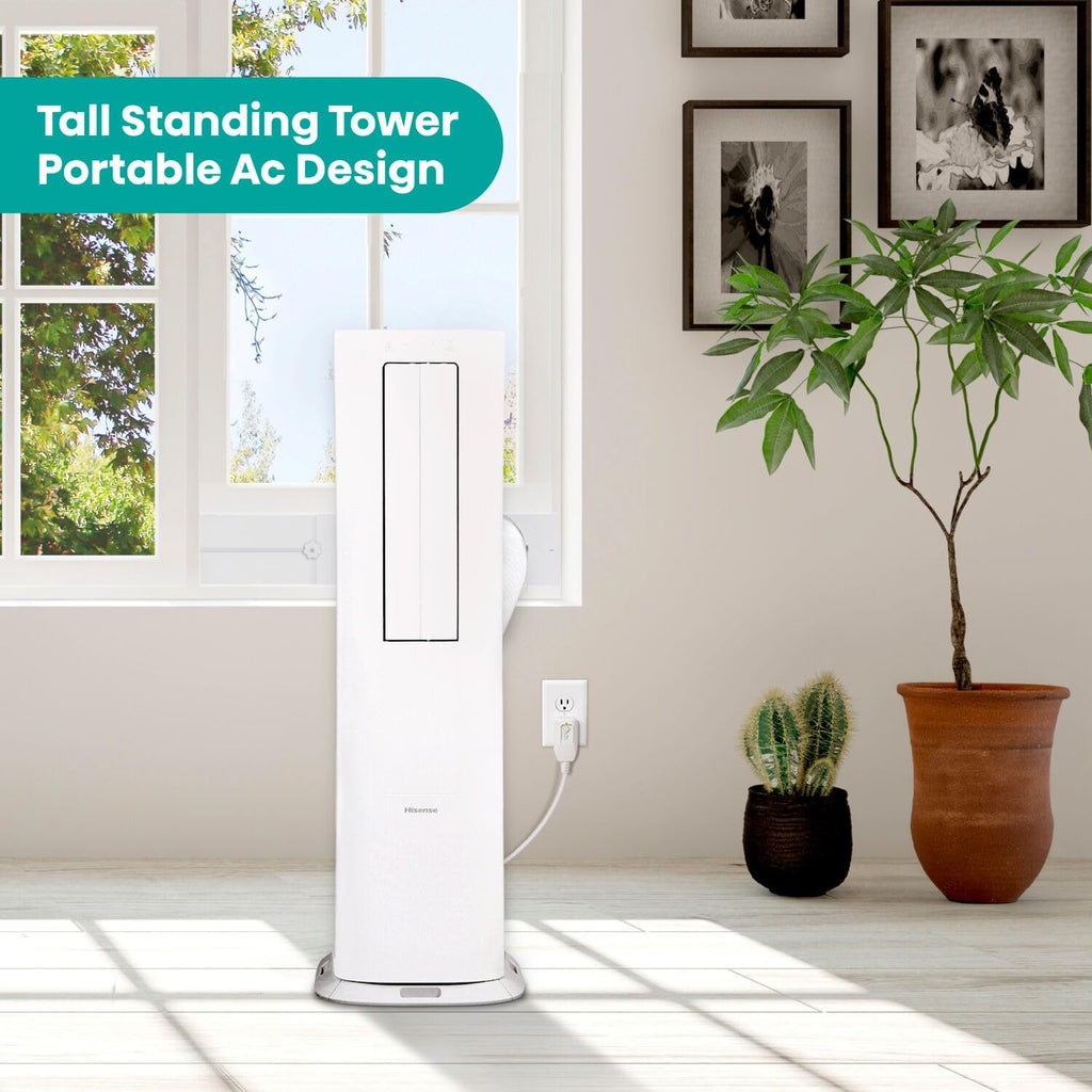 Hisense 8,000 BTU Portable Inverter Air Conditioner with Dehumidifier, Quiet Operation & Dual Hose Design, AC Heater Combo Unit for Room in White