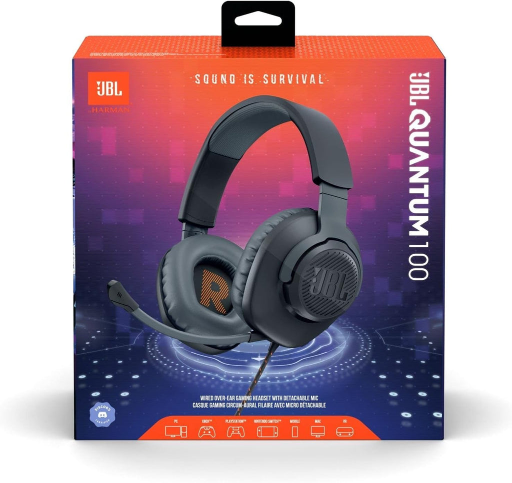 JBL Quantum 100 - Wired Over-Ear Gaming Headphones - Black,Large,(Pack of 4)