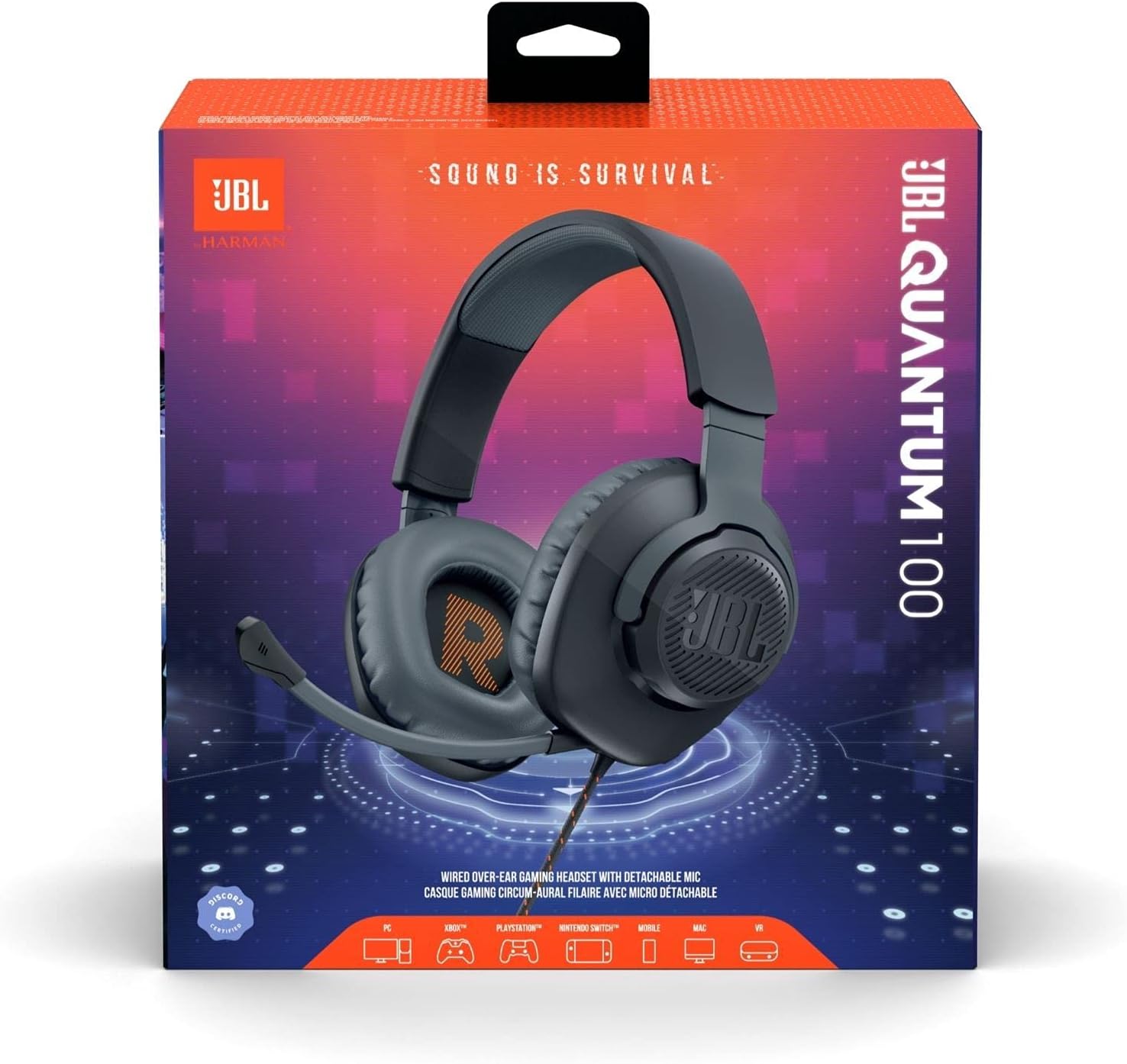 JBL Quantum 100 - Wired Over-Ear Gaming Headphones - Black,Large,(Pack of 4)