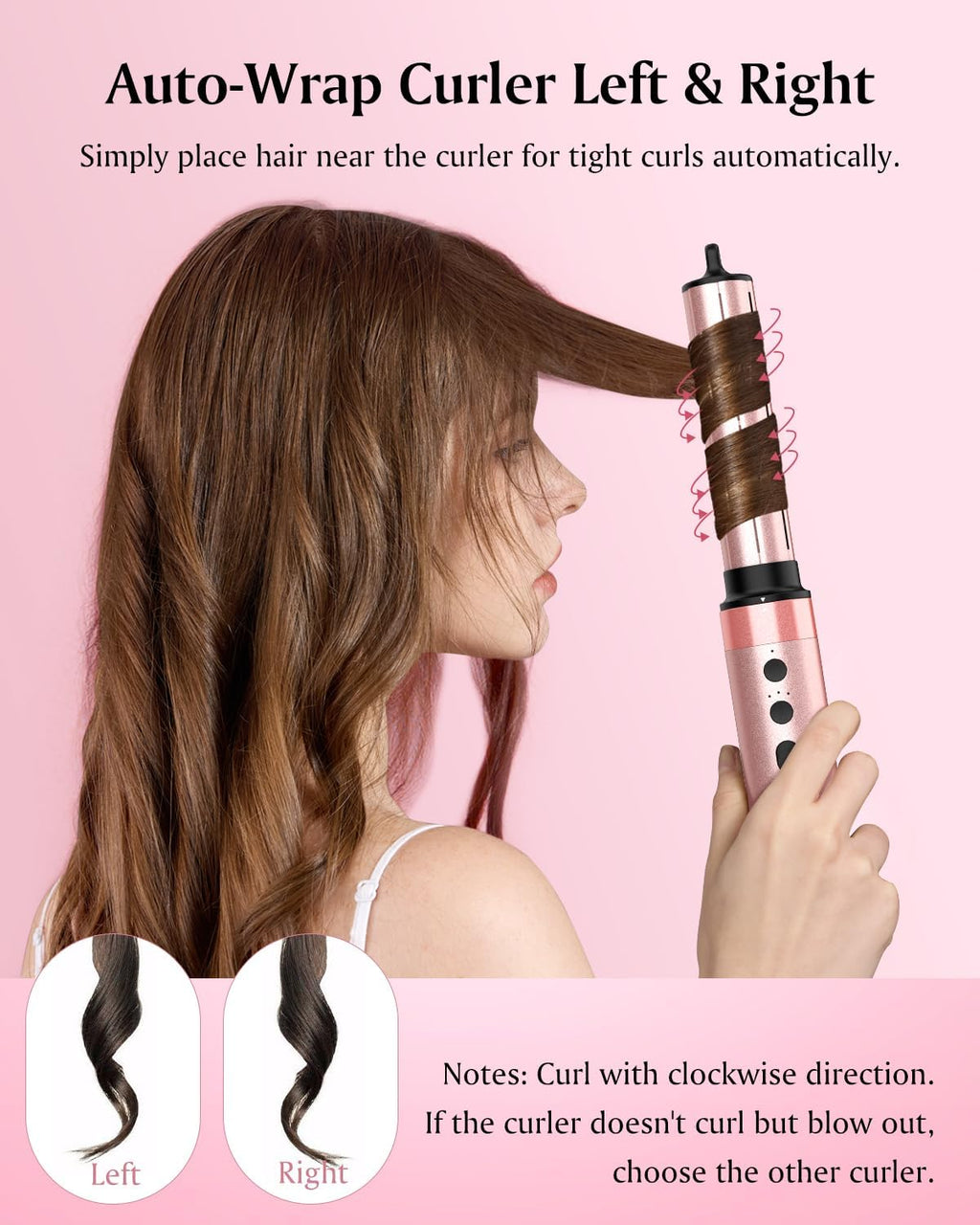 Brightup Dual Voltage Hair Styler - 5 in 1 High Speed Hot Air Styler 1400W Blow Dryer Brush, Negative Ions, Cool Shot Button, Curler, Volumizer, Straighter, No Heat Damage, with Travel Bag