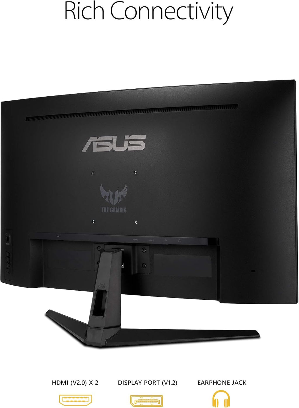 ASUS TUF 32 Inch Curved Gaming Monitor - QHD (2560 x 1440), 165Hz (Supports 144Hz), 1ms, Extreme Low Motion Blur, Speaker, FreeSync Premium, VESA Mountable, DisplayPort, HDMI - VG32VQ1B