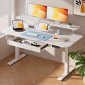 COMHOMA Electric Standing Desk with Drawers, 55 x 24 Inch Sit Stand up Desk with Monitor Stand, Laptop Stand, Height Adjustable Ergonomic Home Office Computer Desks with Memory Preset Controller