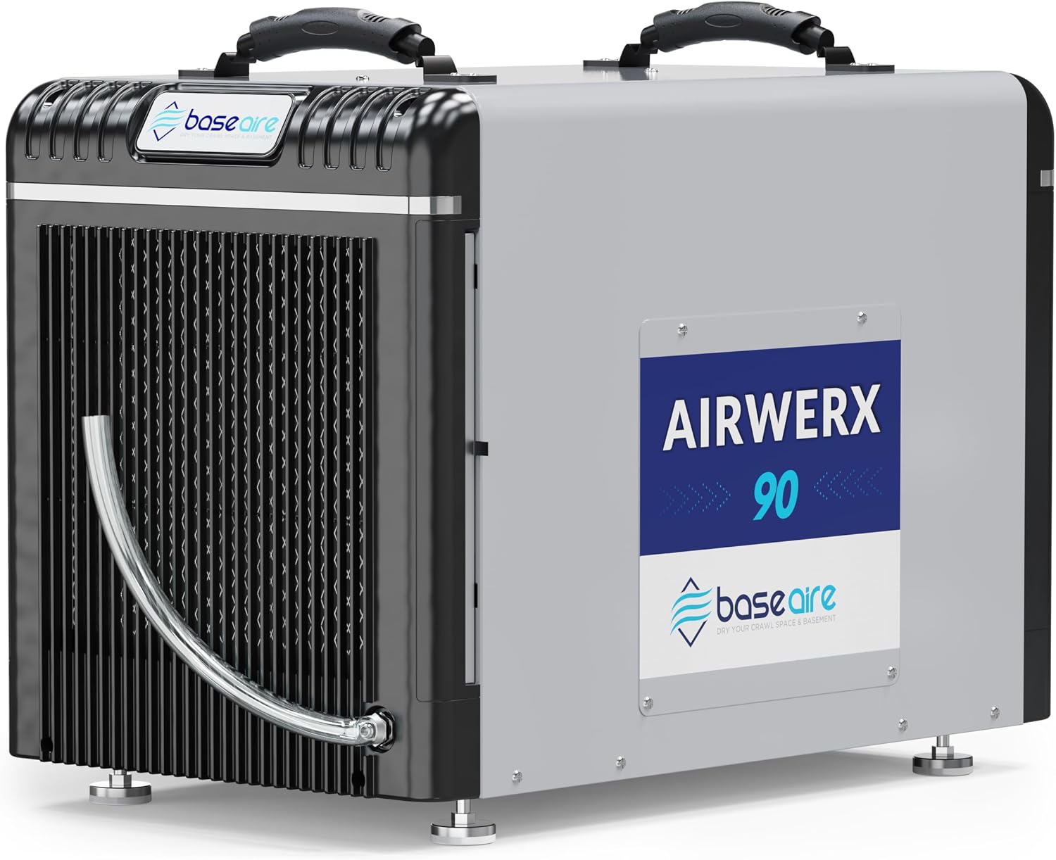 BASEAIRE 198 Pints Energy Star Crawl Space Commercial Dehumidifier, 5 Years Warranty, Large Industrial Water Damage Equipment for Basement, Garage and Job Sites, AirWerx 90