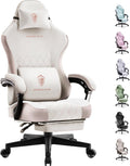 Dowinx Gaming Chair with Pocket Spring Cushion, High Back Ergonomic 360° Swivel Chair for Office Gaming, Massage Lumbar Support with Footrest for Adults, 300LBS Capacity, Beige for Office Gaming